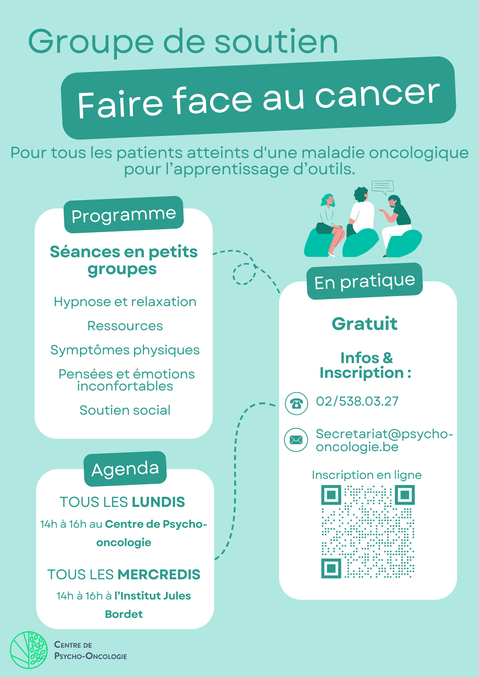 Groupes de soutien face au cancer organisés par le Centre de Psycho-oncologie