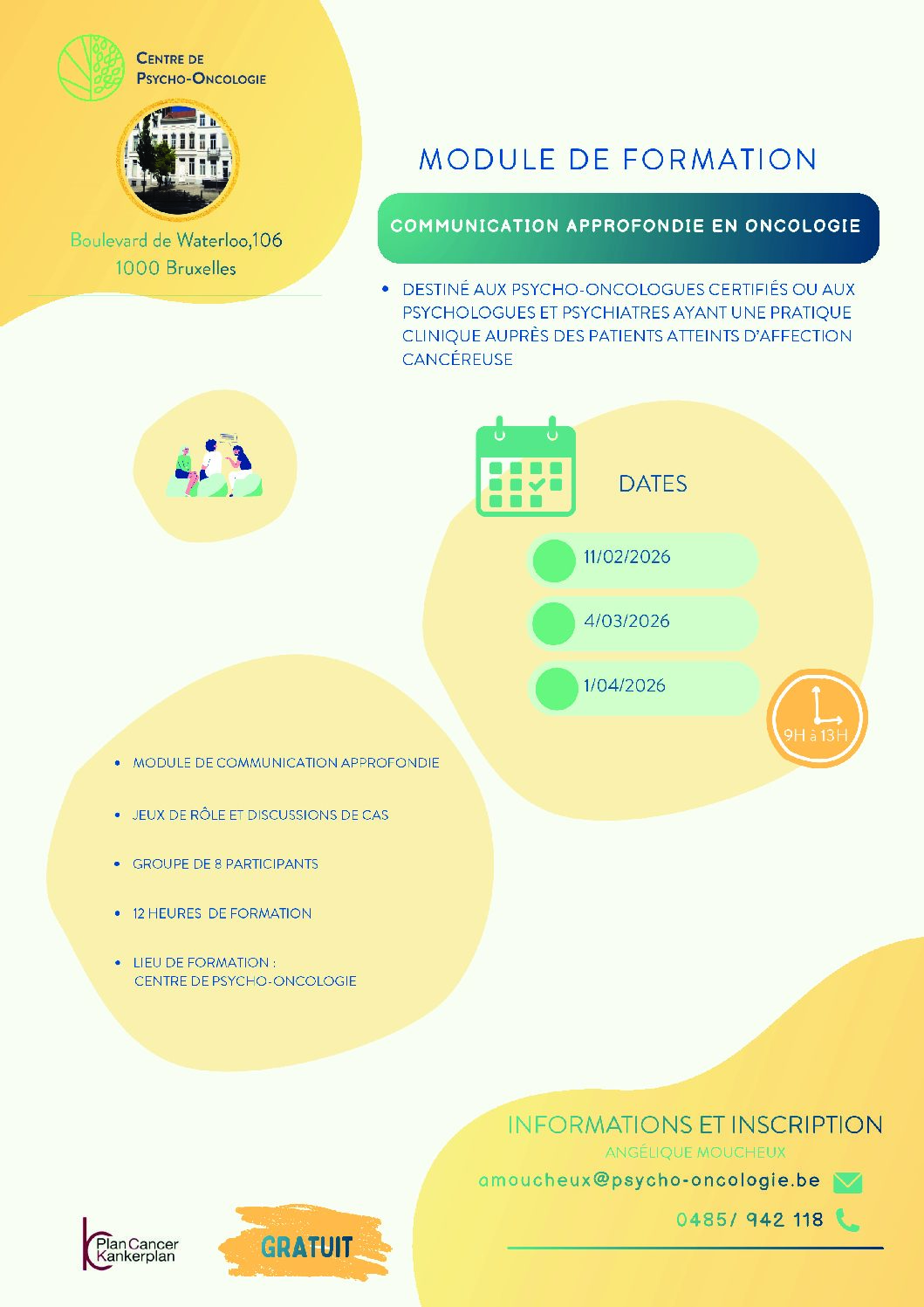 Formation "Communication approfondie en oncologie" à destination des psychologues et aux psychiatres