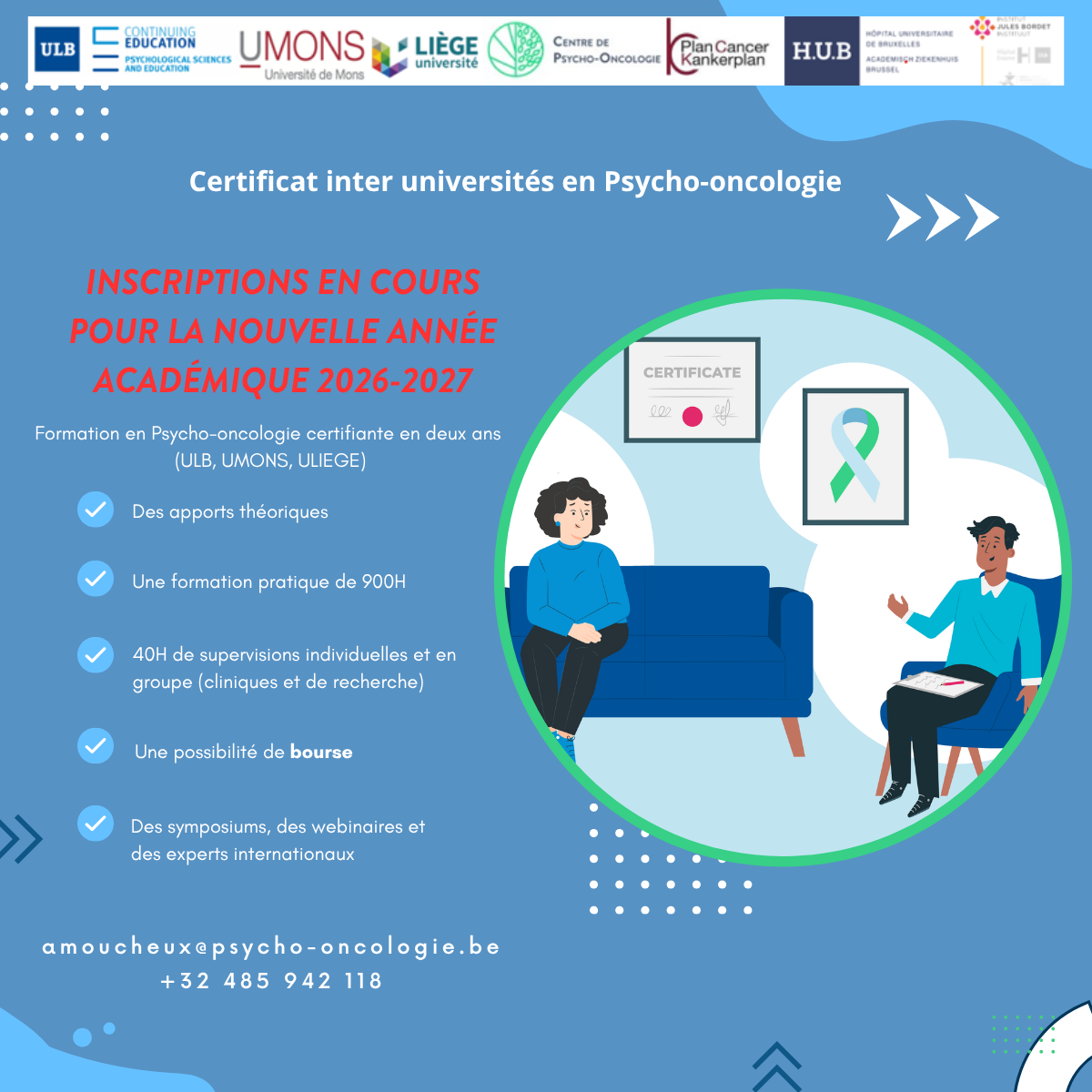 Certificat inter université en Psycho-oncologie